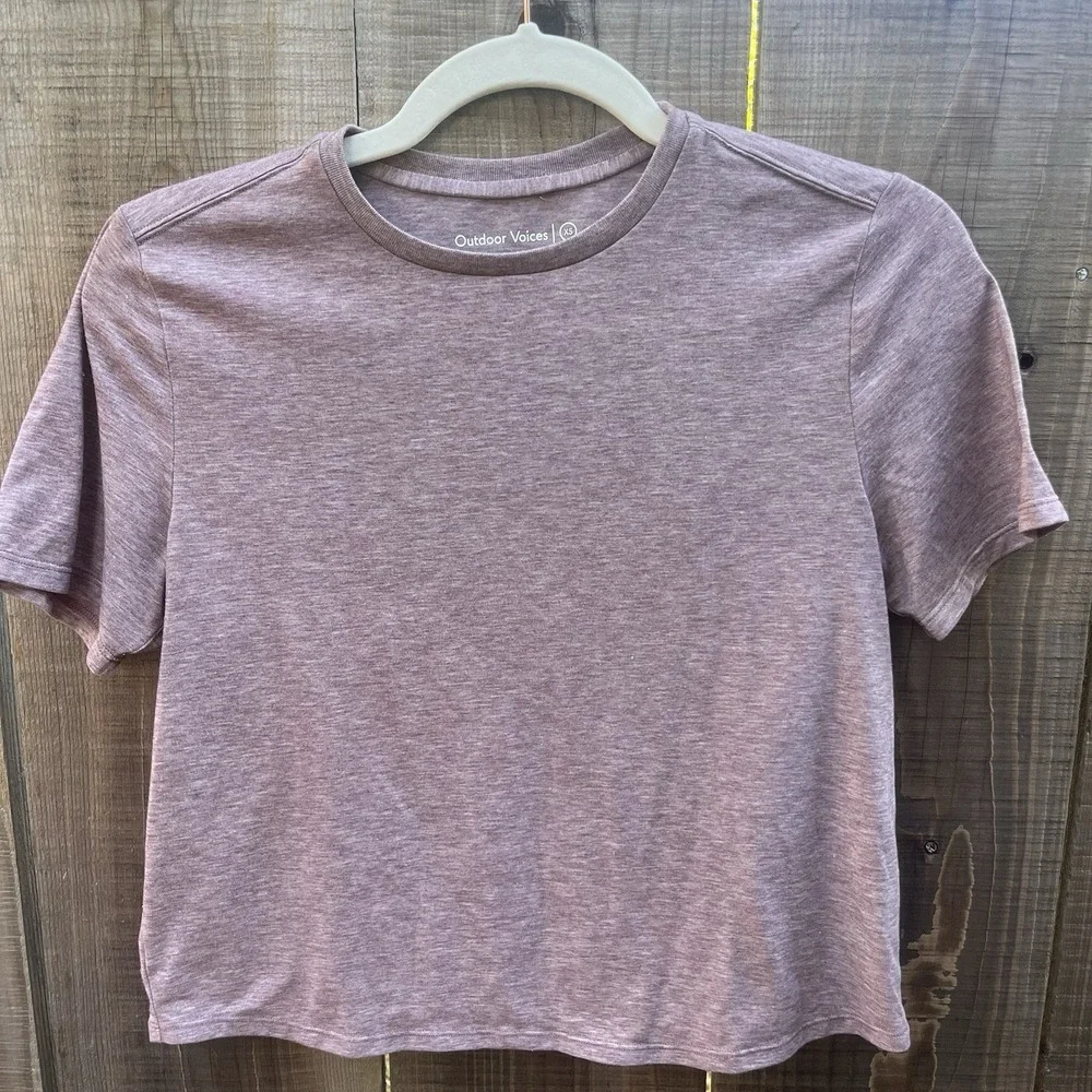 Outdoor Voices Women's Cropped T-Shirt Size XS Short Sleeve Purple Relaxed Fit